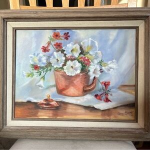 Floral Still Life Painting with Copper Pot Artist Eleanor Koshgarian Peabody, MA